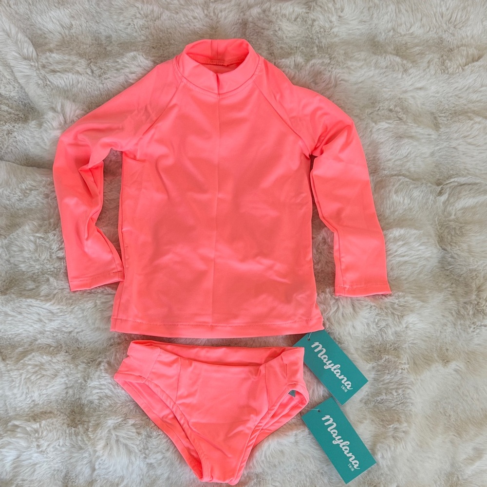 Kids Rashguard Set - Coral